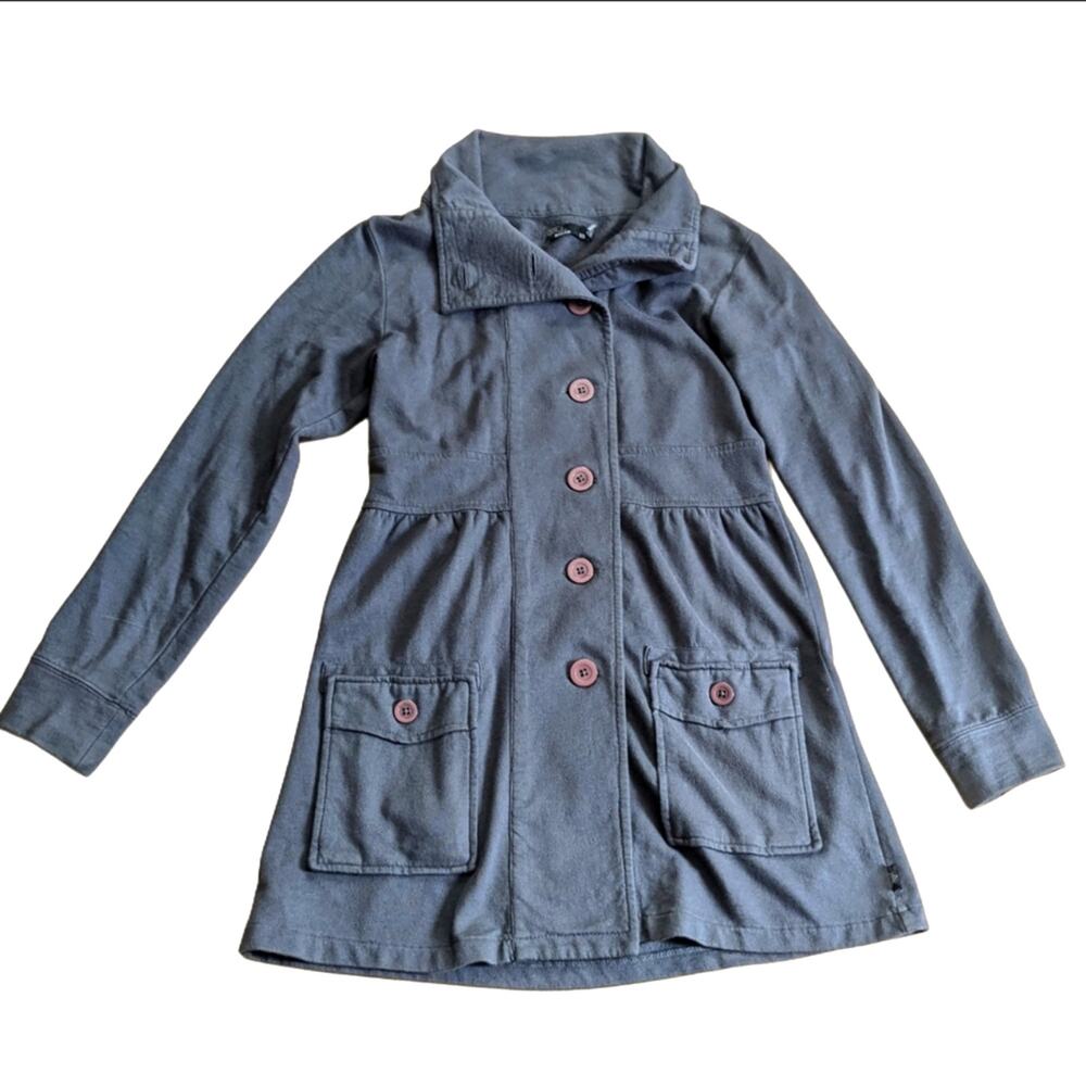 Prana Breathe Sylvia Button Up Military Style Fitted Comfortable Fall Coat